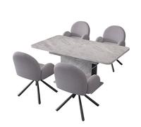 WEALTHOUSE Juego de comedor moderno con mesa de comedor extensible de 130 cm, mesa rectangular con espacio de almacenamiento, sillas tapizadas de tela sherpa, silla ergonómica con reposabrazos (mesa