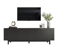 WEALTHOUSE Mueble de TV de diseño con líneas refinadas, construcción de alta calidad, interior espacioso, cinco soportes sólidos, superficie lisa, ideal para salas de estar modernas (negro)