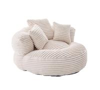 WEALTHOUSE Sofá redondo suave como sofá individual, acolchado con respaldo alto y reposabrazos, juego de 3 cojines, cojín de espuma viscoelástica para el salón, zona de relax (beige y pana)