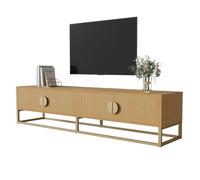 WEALTHOUSE Soporte de TV multifuncional con superficie texturizada, puertas decorativas con tirador semicircular, elegante mueble multimedia con soportes metálicos resistentes, cuerpo duradero de MDF