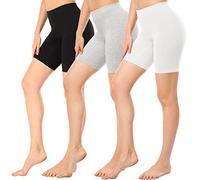 Wealurre Pantalones cortos de ciclismo para mujer, bajo el vestido, calzoncillos tipo bóxer, pantalones cortos, pantalones largos, ropa interior, talla S-4XL, Negro y blanco gris., XXXXL