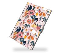 Weaninyiu Portatarjetas de visita, organizador de tarjetas de visita ultrafino de metal profesional de acero inoxidable con bolsillo cuadrado para hombres y mujeres, Rosado floreado, Tarjetero cuadrado de acero inoxidable ultrafino