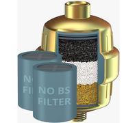 WeAQUA Filtro de ducha resistente NO BS con cartucho de repuesto adicional, eliminación del 99% para agua dura, cloro, fluoruro, metales pesados, Micro-Life, Organics y más (oro mate)