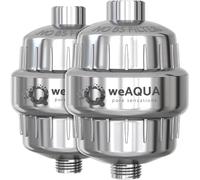 weAQUA Paquete de 2 filtros de ducha resistentes, 99% de eliminación para agua dura, cloro, fluoruro, metales pesados, microvida, orgánicos y más (cromo)