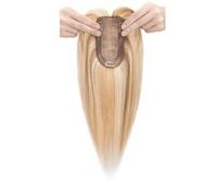 Wear and Go Adorno de cabello humano real con flequillo, cabellos Remy for mujeres que se adelgazan en la parte superior, pieza de cabello con Base de seda con Clip de 7x13cm(12P613,8 inch)
