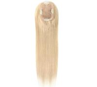 Wear and Go Adornos de cabello humano de 3 "× 5", 16 pulgadas, cabellos Remy con múltiples clips antideslizantes y base mono, for mujeres con cabello fino(18)