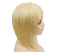 Wear and Go Adornos de cabello humano Real for mujer con flequillo, Base de seda Invisible sin costuras de 13 * 13cm for adelgazar el cabello y agregar volumen, 3 Clips(Platinum Blonde,8inch)