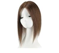 Wear and Go Adornos for el cabello atados a mano con base de seda de encaje suizo de 4,5 "* 5", adorno de cabello humano real de 14 pulgadas for mujeres(Brown)