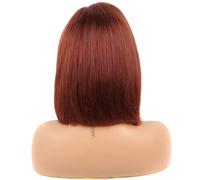 Wear and Go Cabello humano Bob marrón rojizo, pelucas delanteras de encaje 13x4, peluca recta corta prearrancada de 180 densidad for uso diario(10 inch)