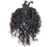 Wear and Go Cobertura de 12x14cm, postizo corto de cabello humano rizado y ondulado con flequillo frontal for mujer, pelucas transpirables(Natural Black,12 inches)