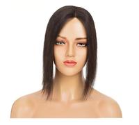 Wear and Go Extensiones de cabello con clip de 10x12 cm for mujer, cabello humano Remy auténtico, efecto degradado con raya al lado.(1b#,10 inch)