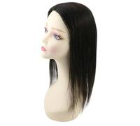 Wear and Go Extensiones de cabello monofilamento de 13 x 13 cm con base humana for mujeres con cabello fino. Pieza hecha a mano con clip.(Black,18inch)