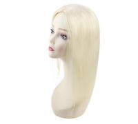 Wear and Go Extensiones de cabello monofilamento de 13 x 13 cm con base humana for mujeres con cabello fino. Pieza hecha a mano con clip.(Platinum,18inch)