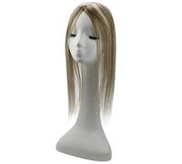 Wear and Go Extensiones de cabello monofilamento de 13 x 13 cm con base humana for mujeres con cabello fino. Pieza hecha a mano con clip.(P8-60,18inch)