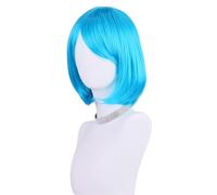 Wear and Go Flequillo lateral recto Bob corto de 12 pulgadas/30 cm, peluca de Cosplay de fiesta de pelo resistente al calor de fibra sintética(Blue)