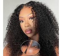 Wear and Go Human Hair Wig Pre Cut 4×4 Lace Glueless Wig Kinky Curly Peluca de cabello humano Lace Front Human Hair Wigs Brazilian Virgin Hair 180% Density Natural Colour 22 Inches