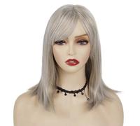 Wear and Go Peluca Bob de 40 cm con flequillo for mujeres negras, sintética, corta, de aspecto natural, resistente al calor, for uso diario.(Ash Blonde)