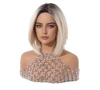 Wear and Go Peluca corta del frente del cordón de las mujeres de Bob, pelucas sintéticas rubias marrones de Ombre for el uso diario