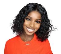 Wear and Go Peluca corta, suave y rizada for mujer negra con flequillo, rizos sueltos afro, peluca sintética resistente al calor for uso diario.