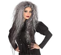 Wear and Go Peluca de brujas de pelo sintético de 26 pulgadas for pelucas de fiesta de cosplay de Halloween(Grey)