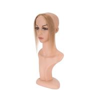 Wear and Go Peluca de cabello humano con raya al medio y frontal de encaje de 10 pulgadas, parche capilar for la línea del cabello, prótesis capilar invisible y natural(Light Brown)