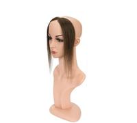 Wear and Go Peluca de cabello humano con raya al medio y frontal de encaje de 10 pulgadas, parche capilar for la línea del cabello, prótesis capilar invisible y natural(Dark Brown)