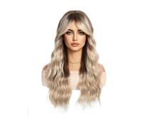 Wear and Go Peluca De Mujer De 60 Cm Con Flequillo, Larga, Ondulada Y Rizada, Sintética, Ideal For Uso Diario, Cosplay Y Fiestas De Halloween.(Ash Blonde)