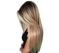 Wear and Go Peluca larga y recta de 72 cm for mujer con redecilla, pelucas de pelo sintético rubio, tocado for uso diario