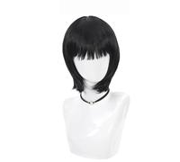 Wear and Go Peluca recta corta de 10 pulgadas con flequillo, pelucas sintéticas hasta los hombros de Bob for mujer, aspecto natural(Black)