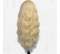 Wear and Go Peluca rizada y ondulada de 66 cm de largo, for mujer, con flequillo de cabello sintético que luce una línea de cabello natural. Úsala a diario.(Golden)