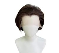 Wear and Go Peluca sintética Bob marrón medio con frente de encaje 13X4, densidad 150, pelucas pre-arrancadas frontales cortas y rectas de 8 pulgadas for mujeres, pelos transparentes HD