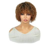 Wear and Go Pelucas Cortas De 8 Pulgadas For Mujer, Cabello Humano, Pelucas De Corte Pixie Sin Pegamento, Densidad De 180, Uso Rizado Y Listo For Uso Diario(T1B-30)