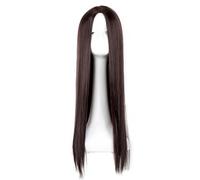 Wear and Go Pelucas largas y rectas de 26 pulgadas for mujer, con flequillo y reflejos, sintéticas, resistentes al calor.(Dark brown)