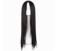 Wear and Go Pelucas largas y rectas de 26 pulgadas for mujer, con flequillo y reflejos, sintéticas, resistentes al calor.(Black)