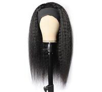 Wear and Go Pelucas Remy Human con diadema rizada y cabello liso, peluca de cabello brasileño Yaki de densidad 150% for uso diario.(30inch)