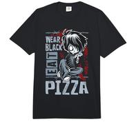 Wear Black Eat Pizza EMO Japanese Sad Anime Boy EMO Comfort Colors Adult Heavyweight T-Shirt