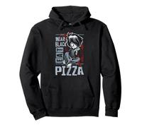 Wear Black Eat Pizza EMO Japanese Sad Anime Boy EMO Sudadera con Capucha