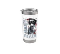 Wear Black Eat Pizza Emo Japanese Sad Anime Boy Emo Vaso térmico de acero inoxidable de doble pared