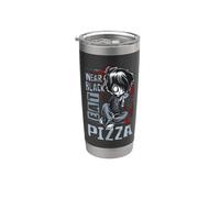 Wear Black Eat Pizza Emo Japanese Sad Anime Boy Emo Vaso térmico de acero inoxidable de doble pared