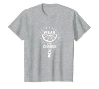 Wear For Change: inspiración para el activismo cítrico Camiseta, Niños, Gris Jaspeado, 8 años