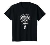 Wear For Change: inspiración para el activismo cítrico Camiseta, Niños, Negro, 12 años