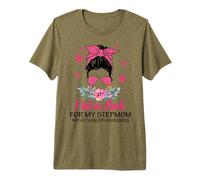 Wear Pink for My Step mom Messy Bun Breast Cancer Awareness Camiseta Premium