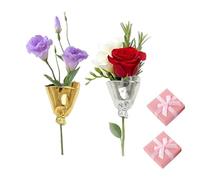 Wearable Flower Bouquet Clip - Artful Flower Vase Brooch Elegant for Daily Wear or Party Wedding, Insert Fresh or Dried Flowers,Fashion Birthday/Christmas Gifts for Women (Gold + Silver)