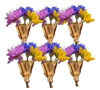 Wearable Flower Bouquet Clip, Artful Flower Vase Brooch, Metal DIY Bouquet Holder Lapel Pins, Clothing Accessories for Weddings, Anniversaries, Garden Parties, Or Everyday (gold,6pcs)