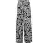 WearAll - Mujeres Paisley Impresión Largo Ancho Pierna Abocinada Palazzo Pantalones - Negro - 48-50