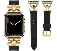 Wearlizer Correa de piel compatible con Apple Watch, 42 mm, 44 mm, 45 mm, 49 mm, para mujer, correa de piel auténtica con cierre de metal en forma de D para iWatch Series Ultra 8 SE 7 6 5 4 3 2 1,