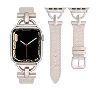 Wearlizer Correa de piel compatible con Apple Watch, 42 mm, 44 mm, 45 mm, 49 mm, para mujer Ultra 2/Ultra iWatch Serie 9 8 SE 7 6 5 4 3 2 1, lagarto estrella polar/estrella polar