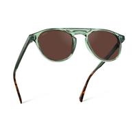 WearMe Pro - Gafas de sol cuadradas urbanas para hombre - Ajuste estrecho: diseño de doble puente, marcos redondos modernos y lentes polarizados, Marco verde esmeralda/lente marrón, talla única