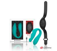 WEARWATCH WatchMe - Vibrador dual para parejas (Aguamarina / Negro azabache)
