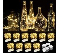 WEARXI Guirnalda Luces Interior - 10 Piezas de 2M 20 Mini LED Cadena de Luces Decorativas, para Navidad, Habitacion, Fiesta, Jardín, Bodas, Compleaños (Blanco Cálido)